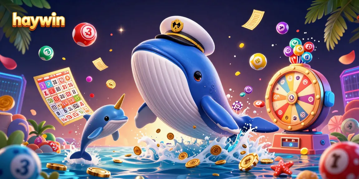 Haywin captivates players with a vibrant scene of a whale and friends enjoying gambling adventures.