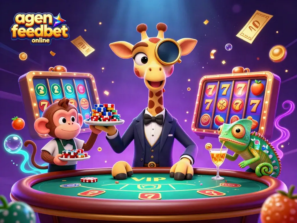 Experience the thrill with agen feedbet online as fun slot reels and dynamic characters come to life!