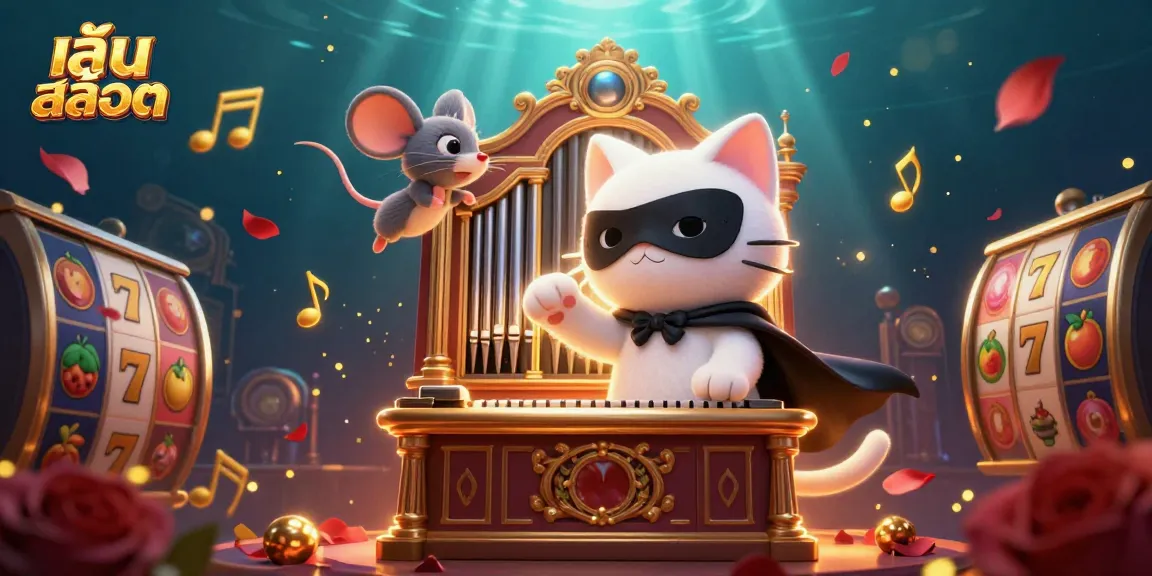 Playing สล็อต in a captivating 3D casino scene with vibrant slot reels and characters interacting.