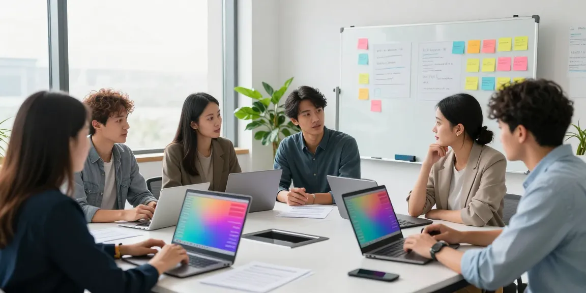 Marketers collaborating on instant indexing strategies in a modern office