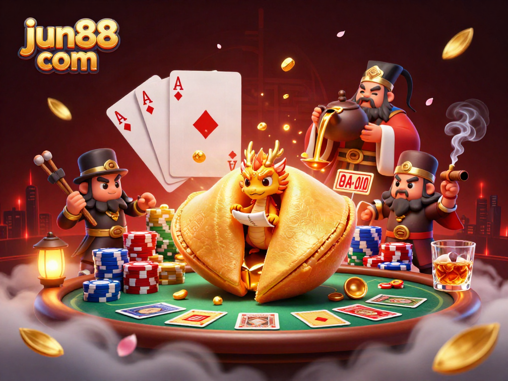 Experience the vibrant action of jun88 com as a golden fortune cookie reveals insightful winnings.