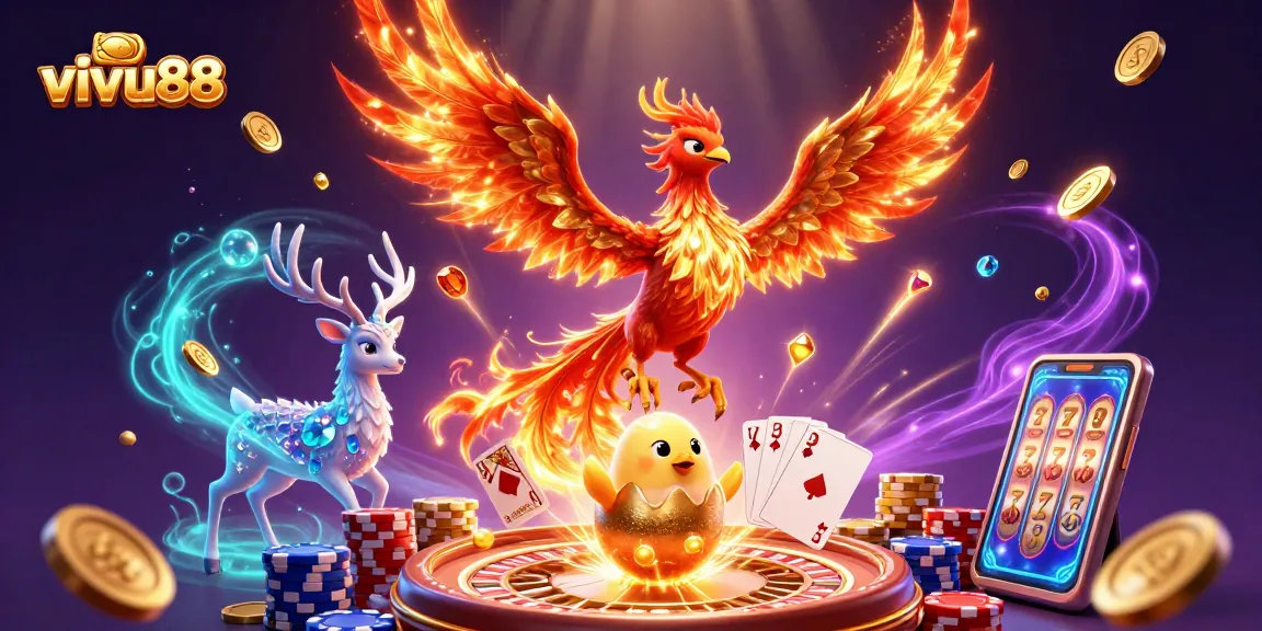 Experience the excitement of vivu88 with cascading coins and vibrant gaming elements in a lively 3D scene.