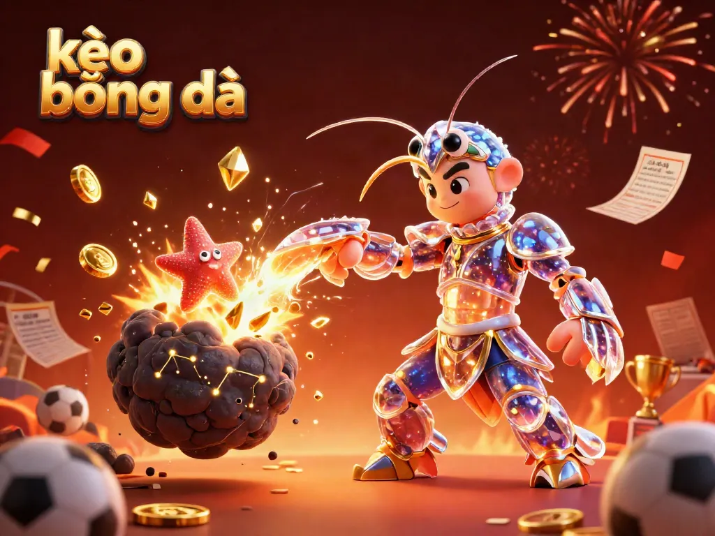 Engage in exciting kèo bóng đá betting with vibrant sports elements and dynamic 3D characters.