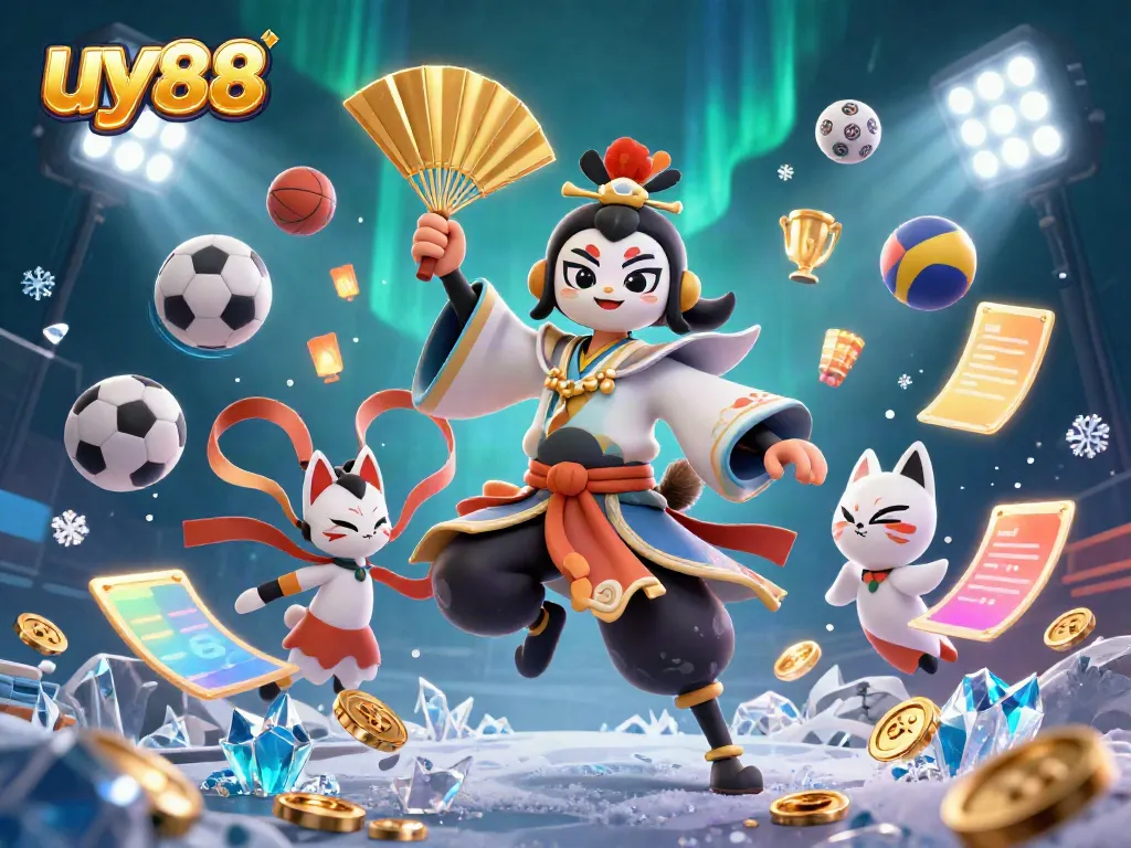 Experience thrilling gameplay with uy88, featuring dynamic characters amidst sports elements and vibrant casino atmosphere.