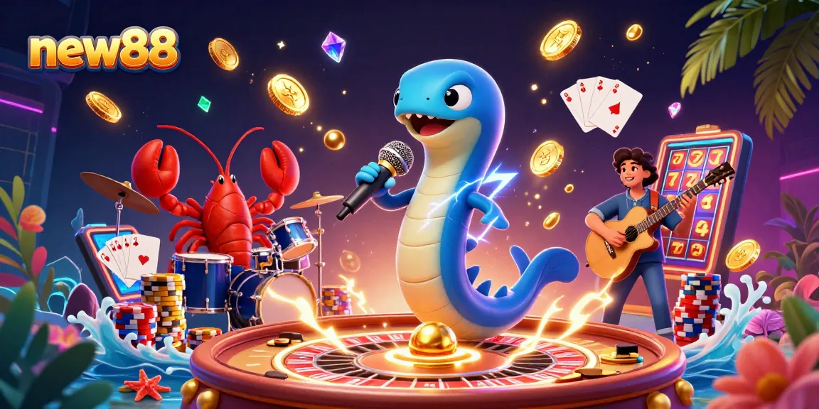 Experience the thrill of winning at new88 with an underwater casino scene featuring vibrant characters and exciting game elements.