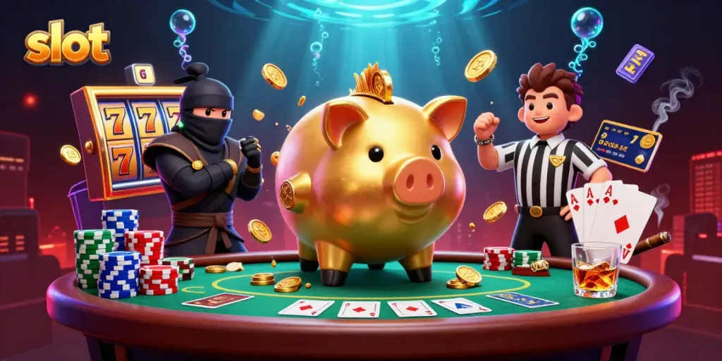 Experience slot action with vibrant characters and lively casino elements in a dynamic scene.