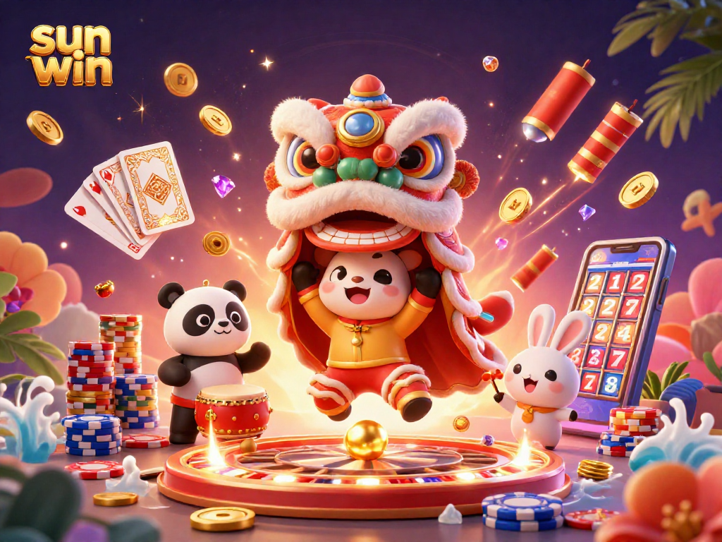 Engage in the thrilling sun win gaming experience with colorful characters and dynamic casino elements.