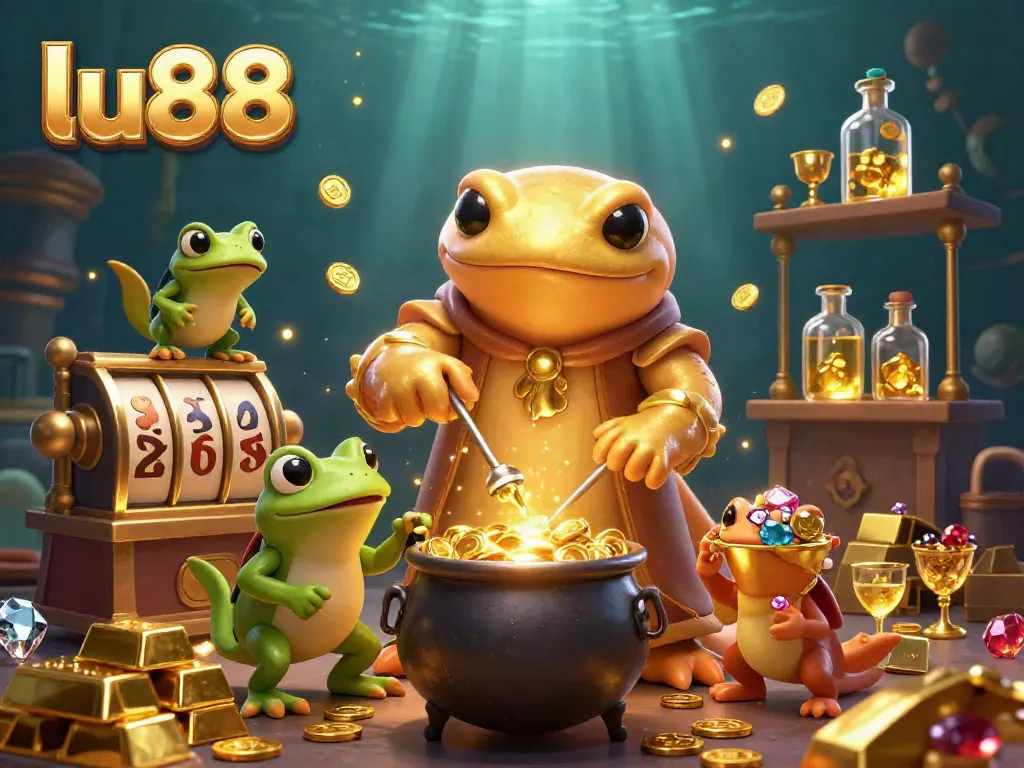 Experience the captivating LU88 magic as the golden salamander alchemist transforms opportunities into wealth with shimmering game elements, captivating all players.