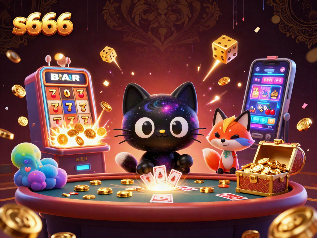 Engage with exciting casino adventures at s666, featuring a magical cosmic game scene with animated characters.