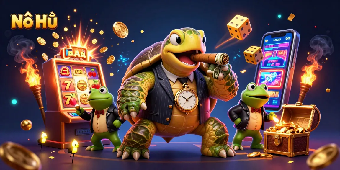 Experience Nổ Hũ with a thrilling jackpot explosion in this vibrant casino-themed illustration.