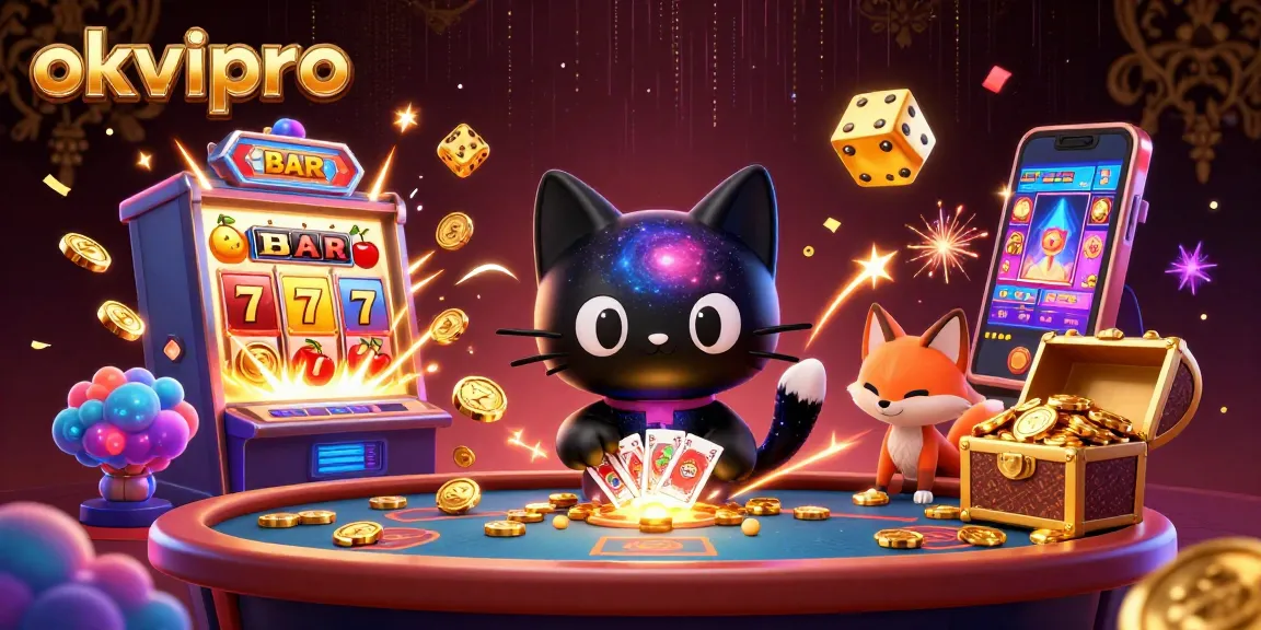 Engage in the thrilling universe of okvipro's cosmic casino with vibrant characters and dynamic game elements.