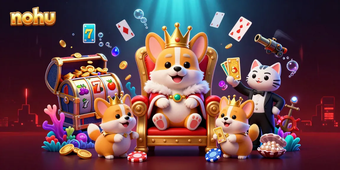 Nohu engages players with vibrant slot reels and thrilling gameplay elements in a lively casino scene.