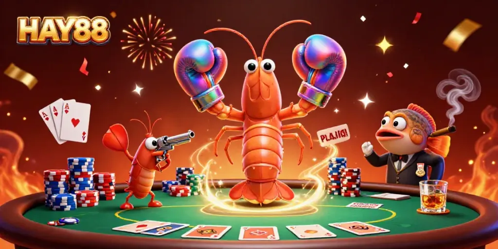 Experience the thrilling world of HAY88 with vibrant casino gaming elements and exciting characters!