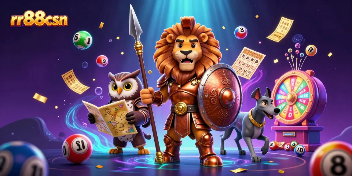 Experience thrilling gameplay with rr88csn's dynamic lottery elements and casino-themed characters.