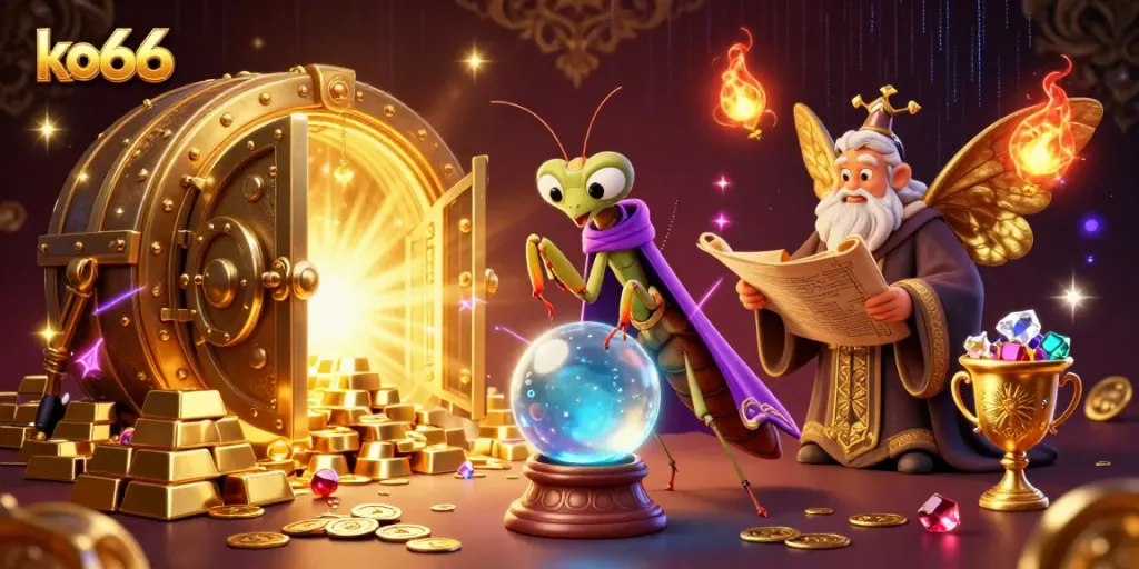 Engage with ko66's premier online casino experience featuring a mystical fortune teller and ancient treasures