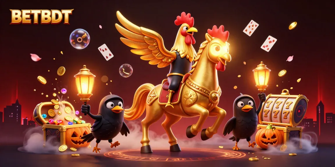Experience BETBDT's vibrant casino world with golden rooster and decorative gaming elements.