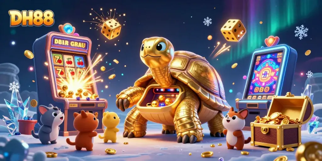 Play vibrant slot games with golden tortoise DH88, bursting jackpots, and dynamic prize elements.