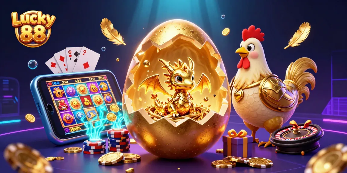 Experience the thrilling Lucky 88 jackpot adventure with golden dragon and vibrant casino elements.