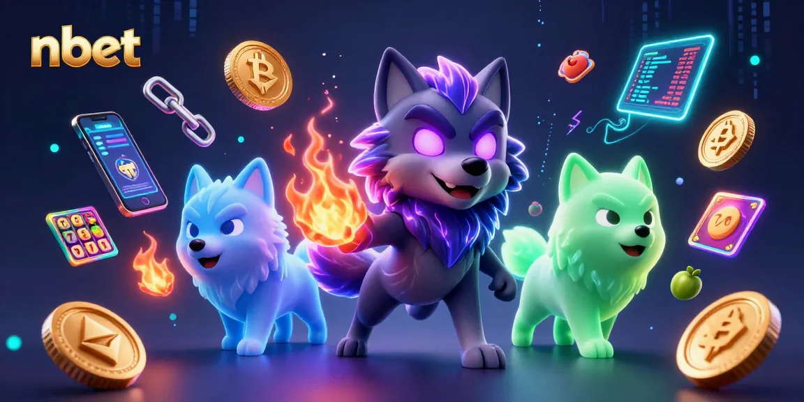 Engage with nbet's vibrant 3D casino scene featuring ghostly wolves and crypto elements.