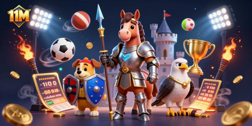 Betting on thrilling events with 11M using engaging sports elements and dynamic visuals.