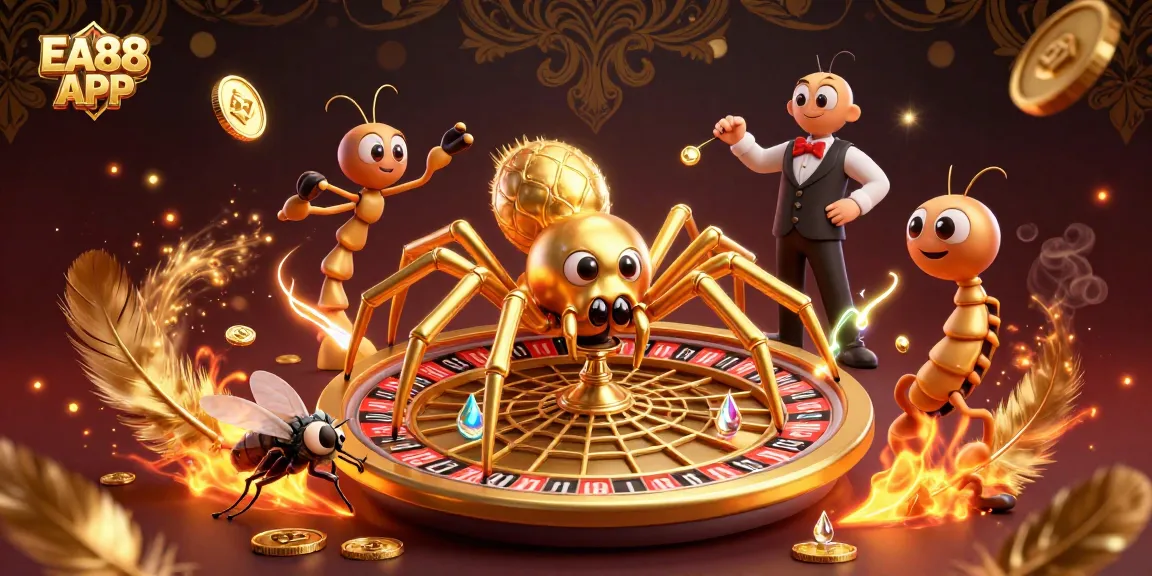 Engage with the thrilling EA88 APP casino world, where the golden spider spins bets like a roulette!