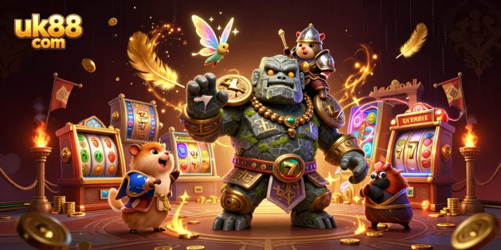 Spin and win with engaging slot scenes featuring uk88 com's magical characters.