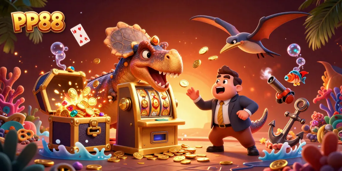 Experience the thrill of winning at PP88 with a dynamic scene featuring exciting casino action and vibrant characters!
