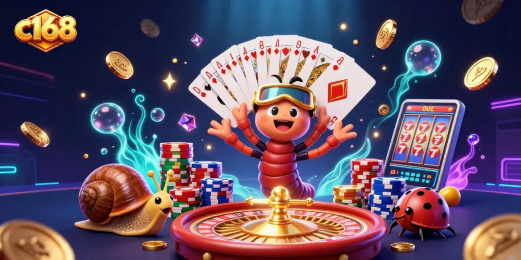 Engage in thrilling gameplay at c168 with vibrant casino elements and animated characters in action.