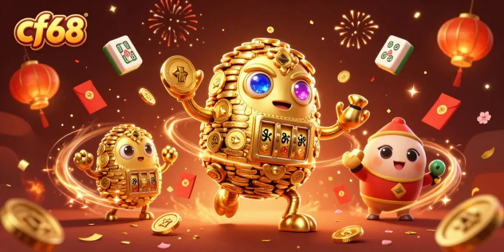 Experience the thrill of cf68 with a vibrant 3D illustration showcasing casino excitement.
