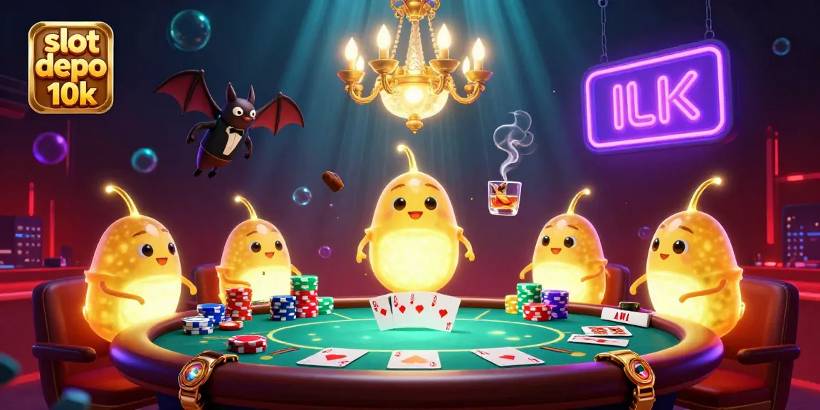 Engage in thrilling gameplay with slot depo 10k as glowworms light up a vibrant casino scene.