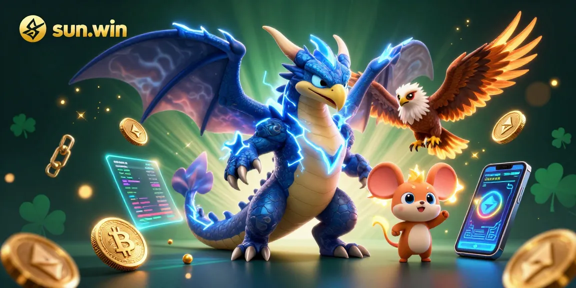 Experience the thrill of sun-win with vibrant gambling elements in a dynamic fantasy scene.