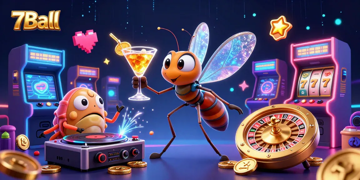 Spin the roulette wheel with 7Ball as a lively casino illustration showcases energetic gaming elements.