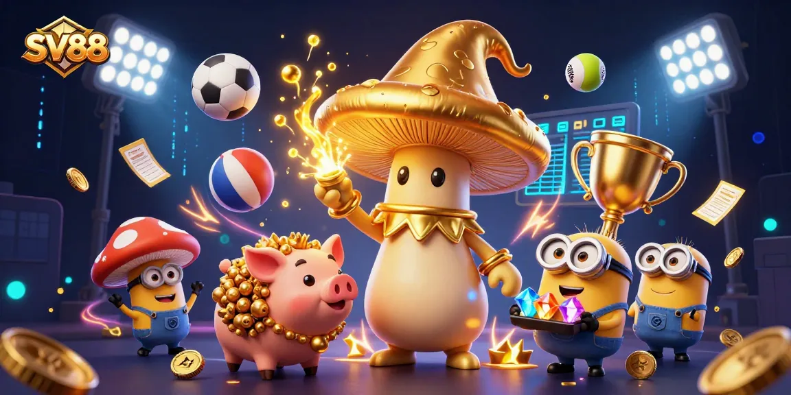 SV88 offers thrilling sports betting action with golden elements and dynamic visuals.