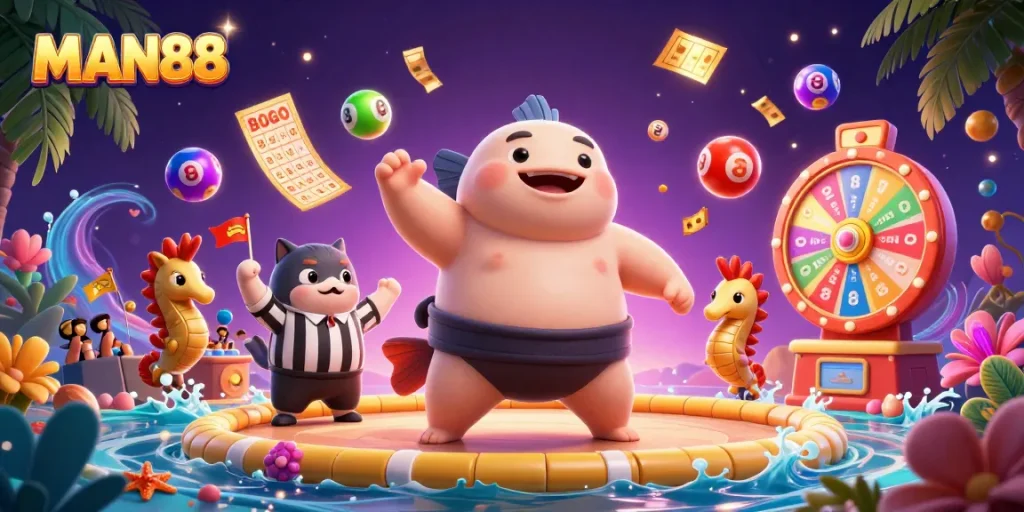 Engage with MAN88's vibrant underwater casino atmosphere filled with action and excitement.