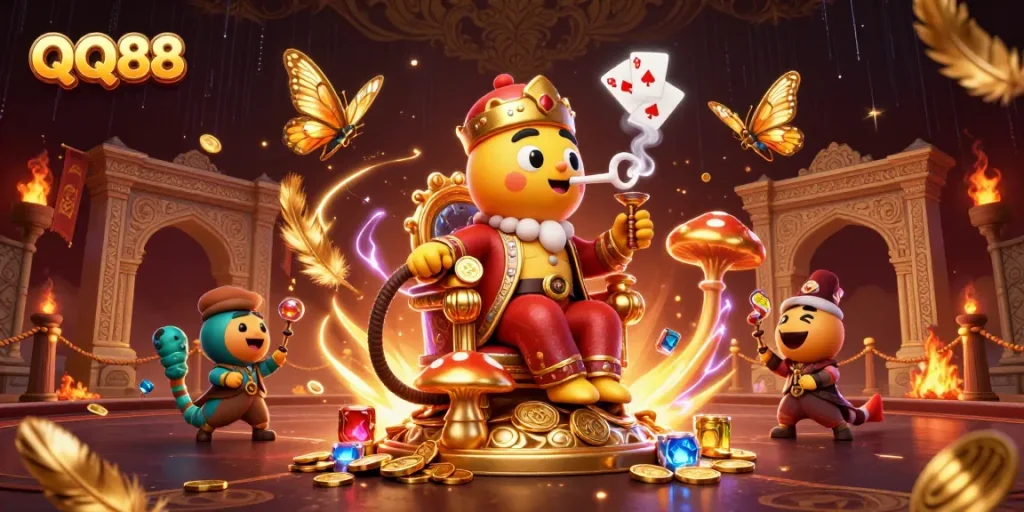 Engage your luck at QQ88 with an online casino adventure featuring whimsical characters and vibrant game elements.