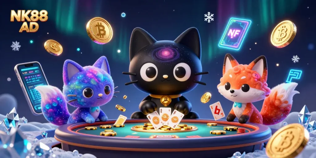 Engage with NK88 AD as the cosmic cat and nebula fox play at the casino table, drawing in players!