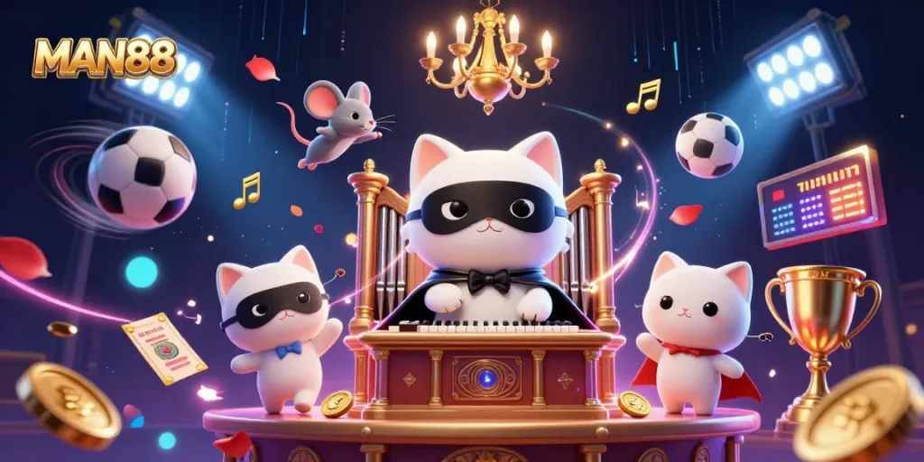 Engage in thrilling gameplay at MAN88 with an enchanting casino scene illustrating excitement and entertainment.
