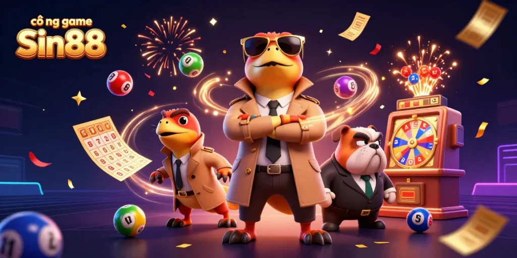 Unleash excitement with cổng game Sin88 as raptors enter a VIP casino lounge scene.