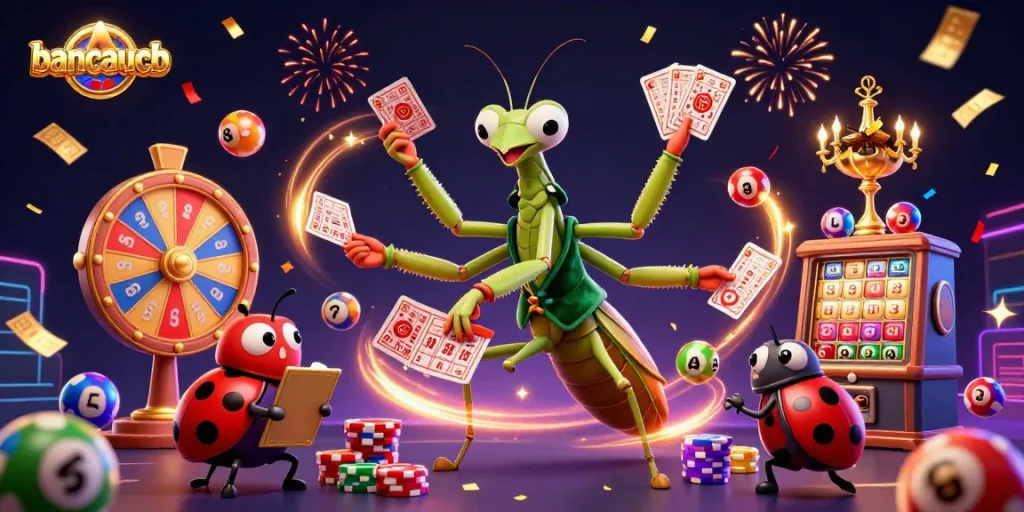 Engage in bancaucb's dynamic casino scene with vibrant elements and festive atmosphere.