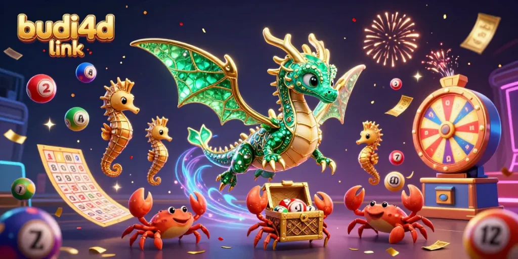 Experience the excitement of winning with budi4d link amidst vibrant casino elements and a dynamic illustration.