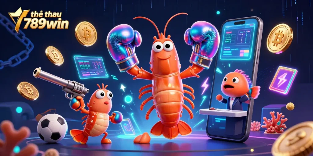 Engage with thể thao 789win action-packed sports betting featuring colorful mantis shrimp and vibrant digital elements.